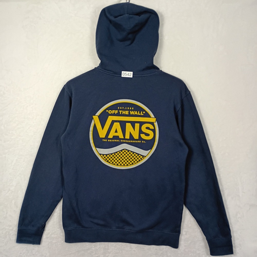 Vans Hoodie Mens Small Navy Blue Graphic Logo Pullover Skater Streetwear Sweater